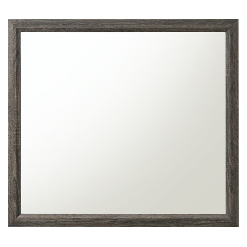 Bowery Hill Rectangular Wooden Frame Bedroom Mirror in Weathered Gray