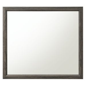 Bowery Hill Rectangular Wooden Frame Bedroom Mirror in Weathered Gray