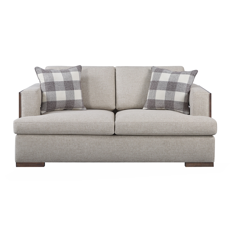 Bowery Hill Niamey Loveseat with 2 Accent Pillows in Fabric Finish