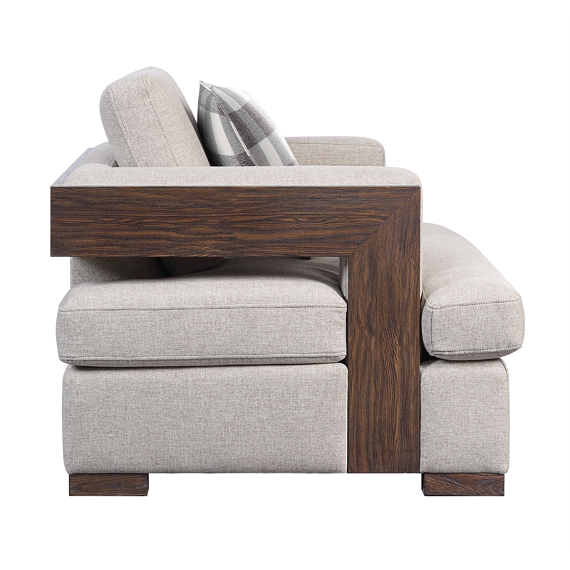 Bowery Hill Niamey Loveseat with 2 Accent Pillows in Fabric Finish