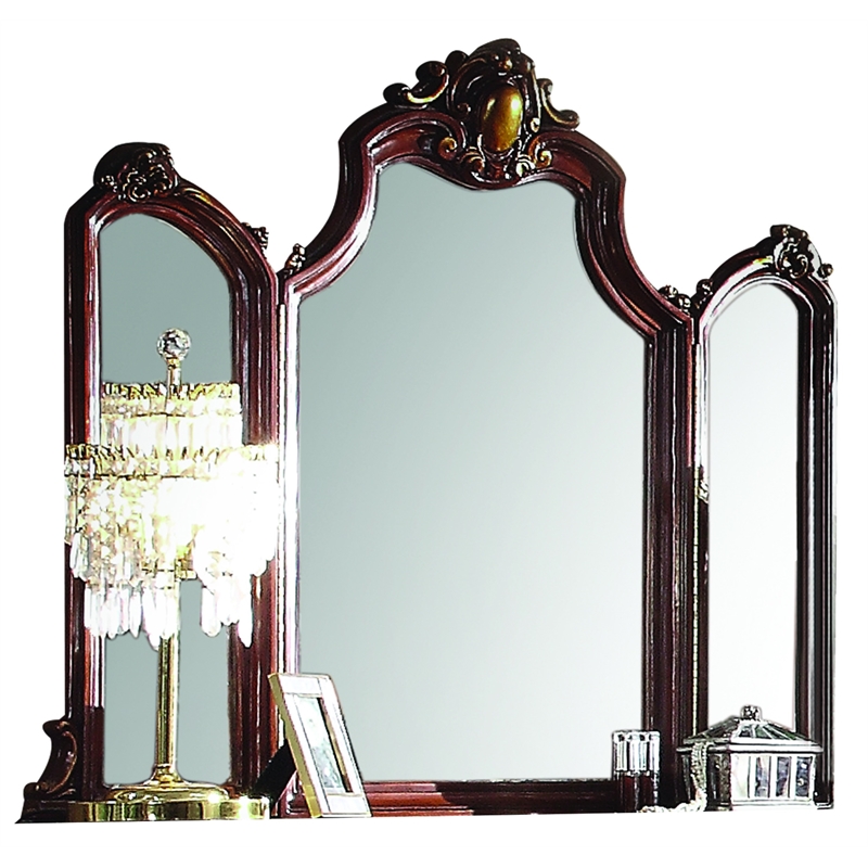 Bowery Hill Wooden Frame Mirror with Cherry Oak Finish