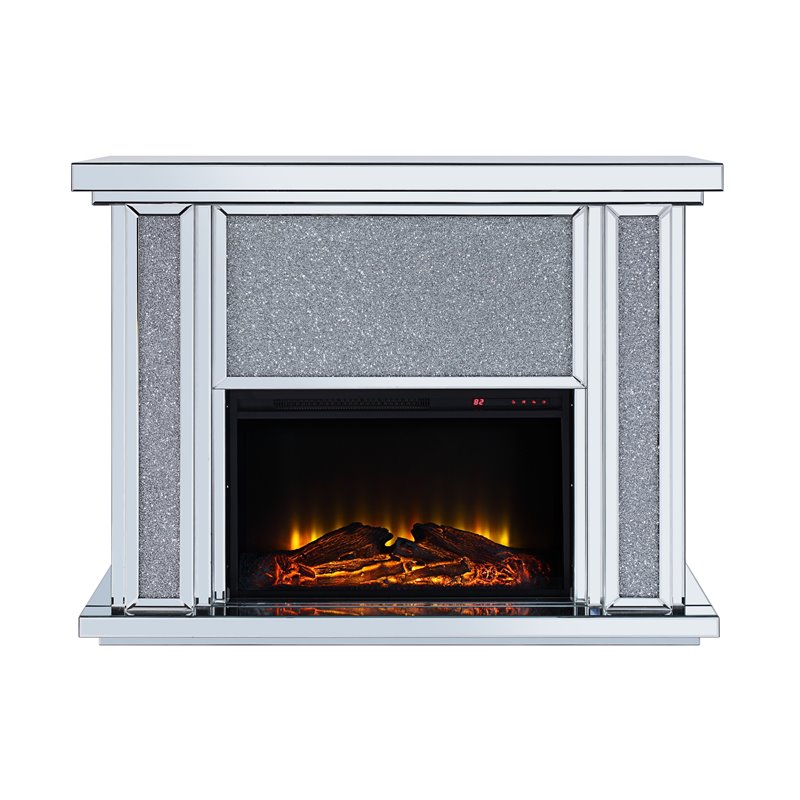 Bowery Hill Fireplace with Mirrored Design and Faux Stones Inserts