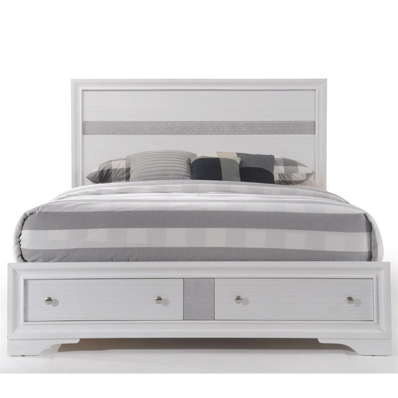 Bowery Hill Queen Wooden Storage Bed in White