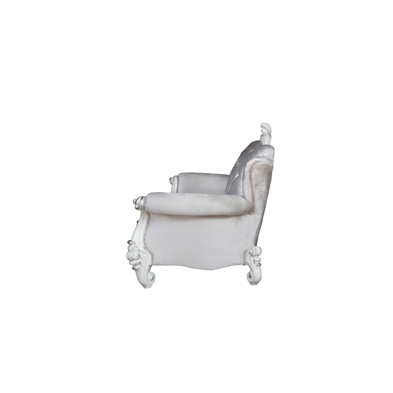 Bowery Hill Sofa with 5 Pillows in Ivory Velvet and Bone White