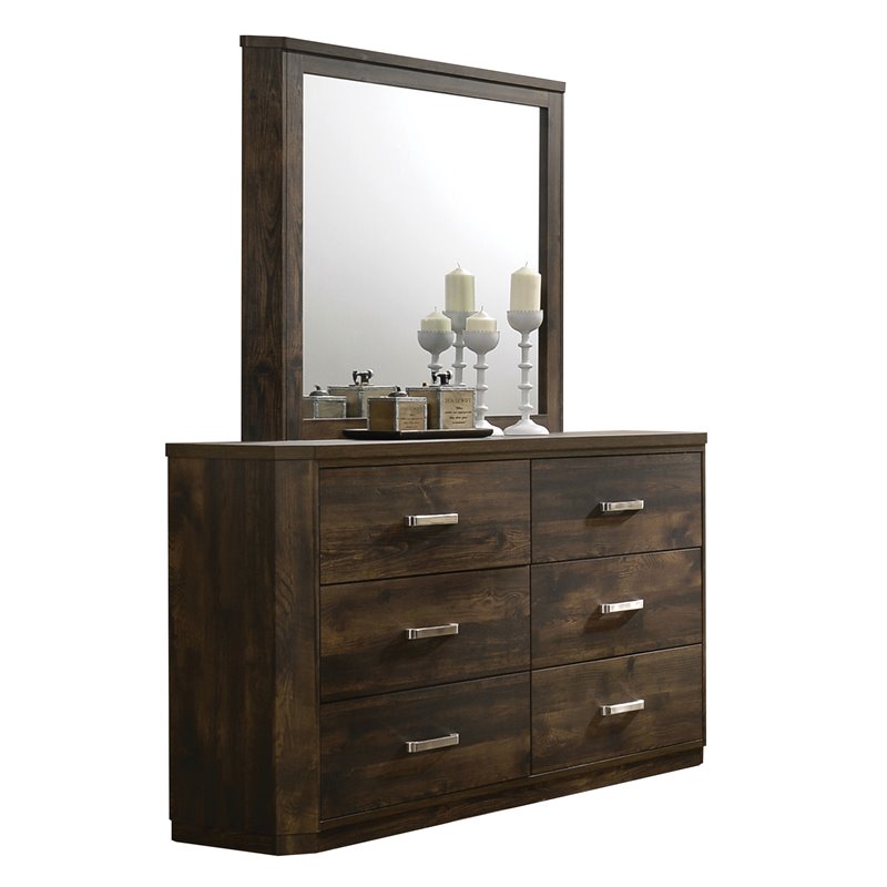 Bowery Hill Rectangular Landscape Wall Mirror in Antique Walnut