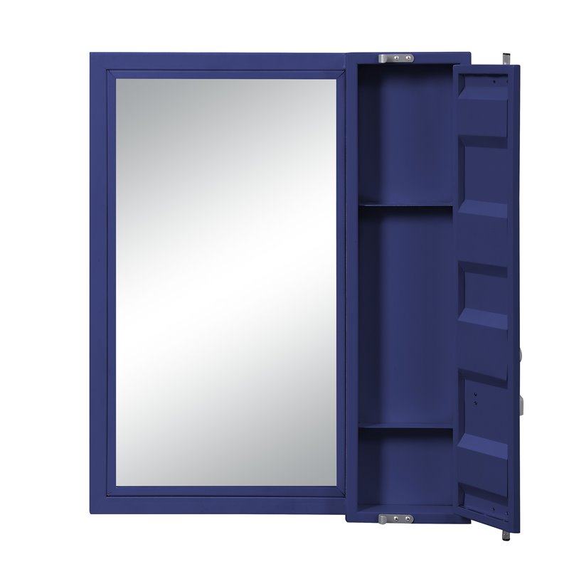 Bowery Hill Full-Length Metal Vanity Mirror with Storage in Blue