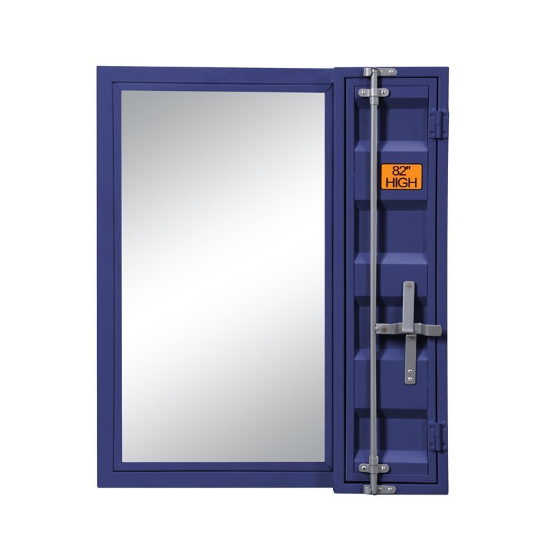 Bowery Hill Full-Length Metal Vanity Mirror with Storage in Blue