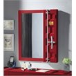 Bowery Hill Full-Length Metal Vanity Mirror with Storage in Red