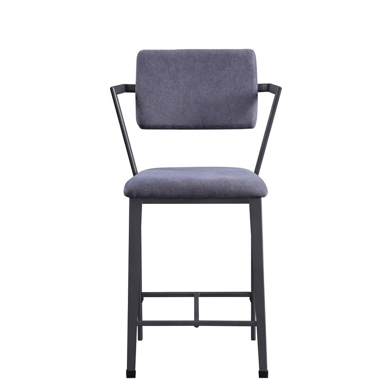 Bowery Hill Counter Height Chair Set of 2 in Fabric and Gunmetal