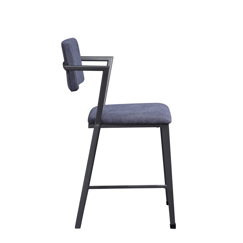 Bowery Hill Counter Height Chair Set of 2 in Fabric and Gunmetal
