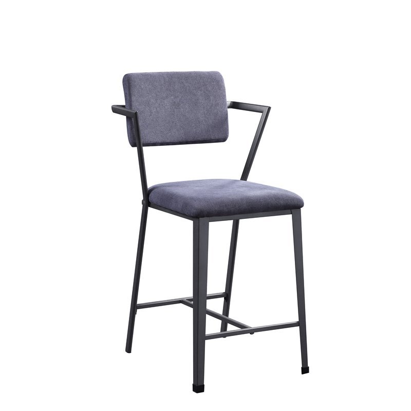 Bowery Hill Counter Height Chair Set of 2 in Fabric and Gunmetal