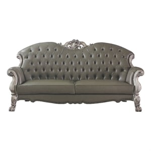 Bowery Hill Tufted Upholstered Sofa with 5 Pillows in Vintage Bone White