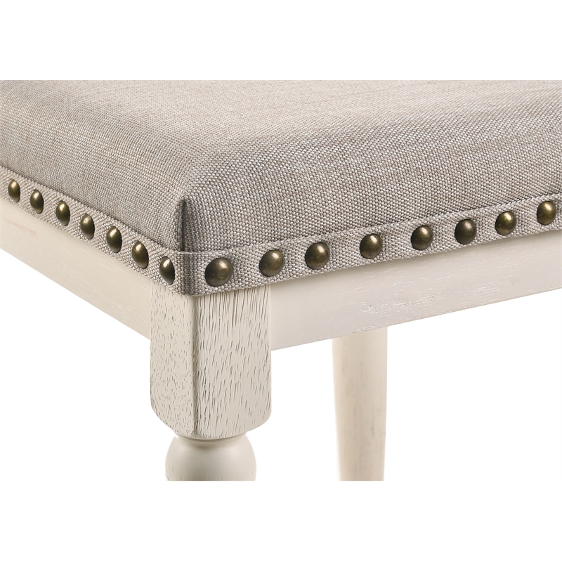 Bowery Hill Upholstered Counter Height Stool in Oak and Antique White