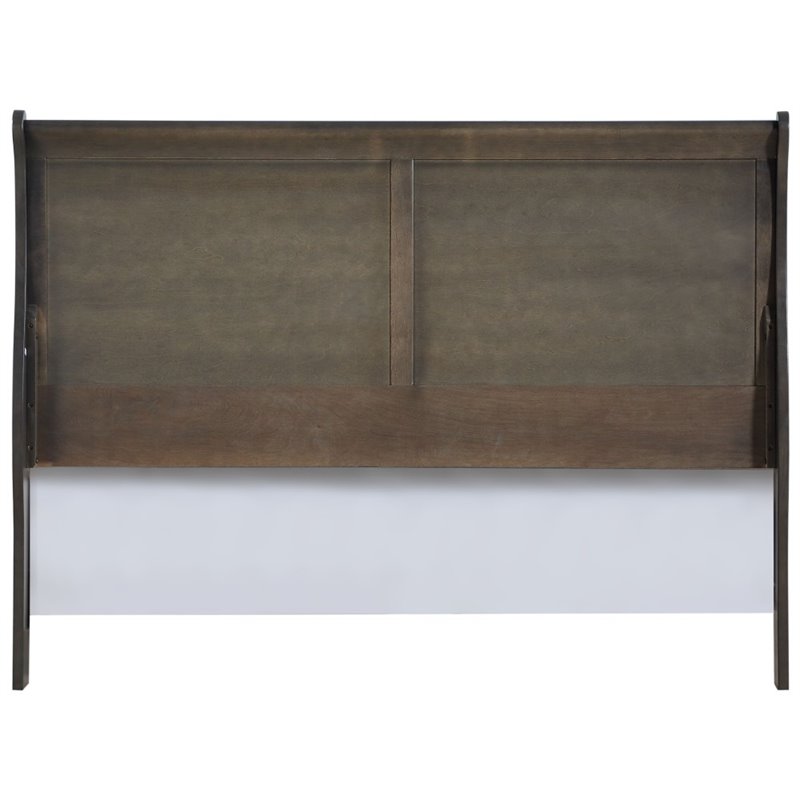 Bowery Hill Eastern King Sleigh Bed with Low-Profile Footboard in Dark Gray