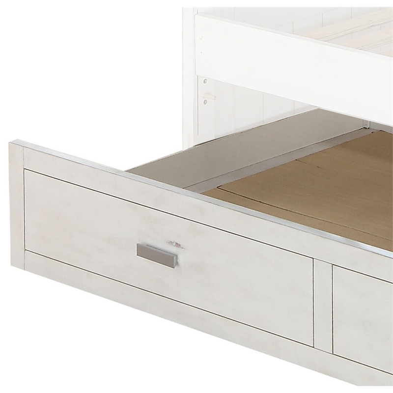 Bowery Hill Wood Twin Trundle with Casters in Weathered White