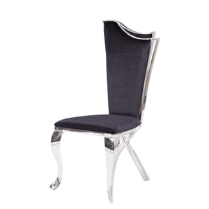 Bowery Hill Padded Side Chair Set of 2 in Black Fabric and Stainless Steel