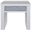 Bowery Hill Fully Mirrored End Table with Storage Drawer in Faux Diamonds