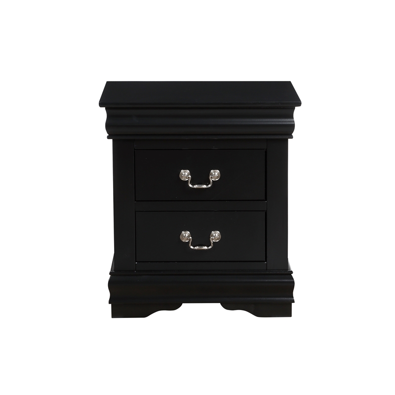Bowery Hill Nightstand with Crown Molding and Nickel Hardware in Black