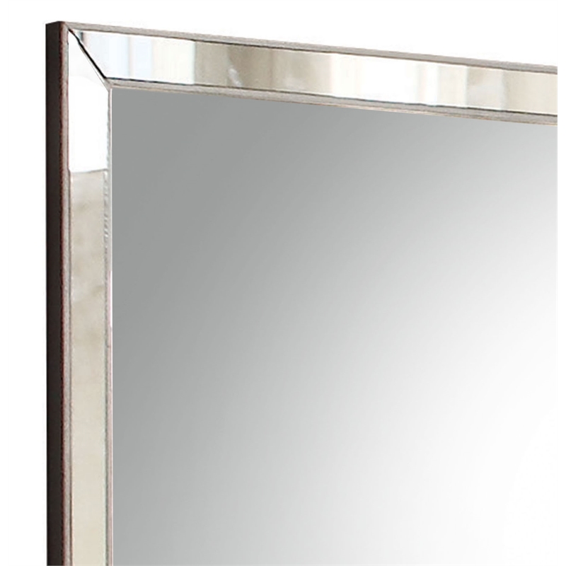 Bowery Hill Rectangular Wall Mirror with Platinum Pieced Frame in Silver