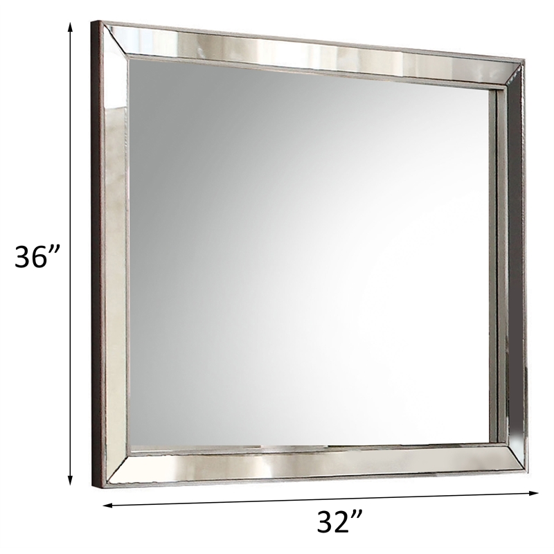 Bowery Hill Rectangular Wall Mirror with Platinum Pieced Frame in Silver
