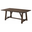 Bowery Hill Rectangular Wooden Trestle Base Dining Table in Dark Oak