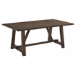 Bowery Hill Rectangular Wooden Trestle Base Dining Table in Dark Oak