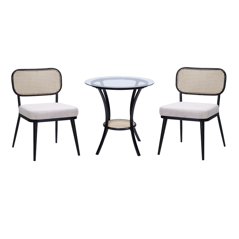 Bowery Hill 3-Piece Wooden Tapered Leg Table and Chairs Set in Black