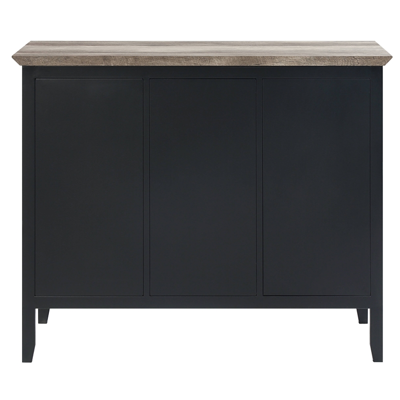 Bowery Hill Wooden Server with 3 Drawers in Antique Oak and Black