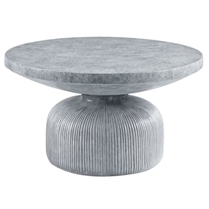 Bowery Hill Round Cement Coffee Table with Dome Base in Weathered Gray
