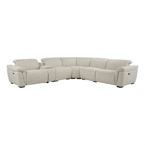 Bowery Hill Boucle Fabric Power Motion Sectional Sofa in Beige