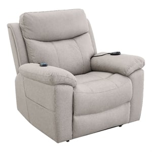 Bowery Hill Microfiber Power Recliner with Lift and Massage in Gray
