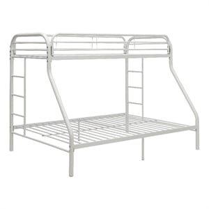 Bowery Hill Twin XL Over Queen Metal Bunk Bed with Guardrails in White