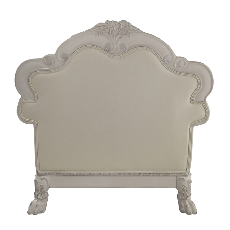 Bowery Hill Upholstered Faux Leather Chair with 2 Pillows in White