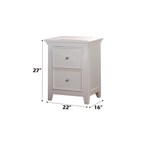 Bowery Hill Contemporary Wooden Nightstand with 2 Drawers in White