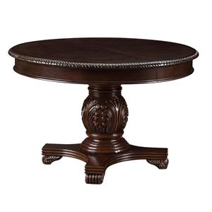 Bowery Hill Single Pedestal Dining Table with Leaf in Espresso