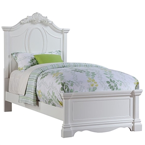 Bowery Hill Twin Panel Bed with Arched Crown-Molding Headboard in White