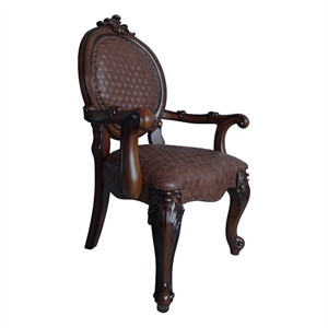 Bowery Hill Upholstered Dining Arm Chair Set of Two in Cherry