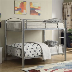 Bowery Hill Full Over Full Metal Bunk Bed with Ladder in Silver