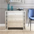 Bowery Hill 3-Drawer Glass Top Mirrored Console Table with Crystal Inserts