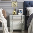 Bowery Hill 2-Drawer Mirrored Nightstand with Crystal Inserts