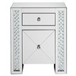 Bowery Hill 2-Drawer Mirrored Nightstand with Crystal Inserts