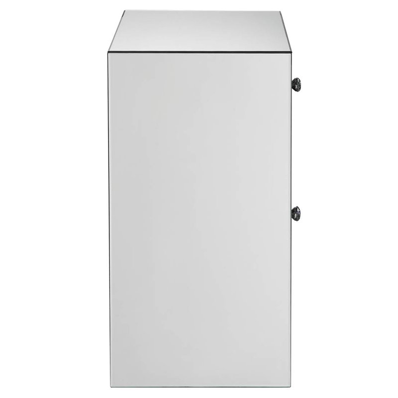 Bowery Hill 2-Drawer Mirrored Nightstand with Crystal Inserts