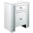 Bowery Hill 2-Drawer Mirrored Nightstand with Crystal Inserts