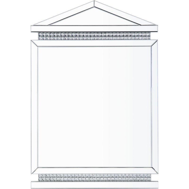 Bowery Hill Glass Wall Decor Mirror in Mirrored and Faux Ice Cube Crystals