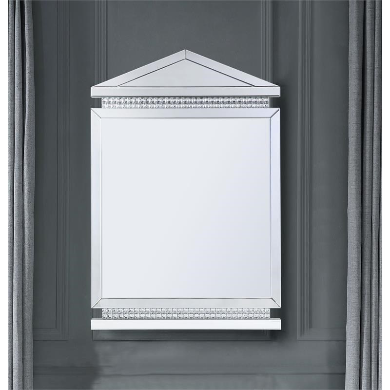 Bowery Hill Glass Wall Decor Mirror in Mirrored and Faux Ice Cube Crystals