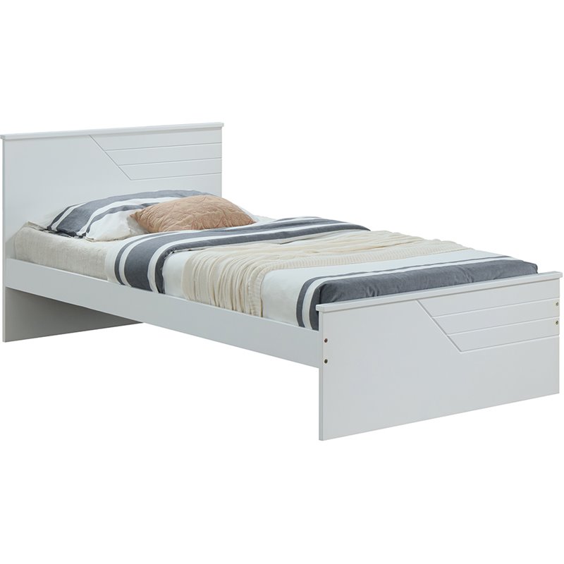 Bowery Hill Wooden Twin Panel Bed with Low-Profile Footboard in White