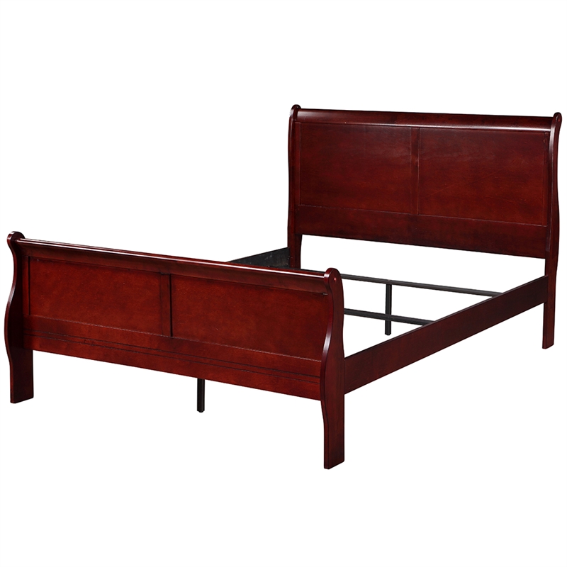 Bowery Hill Twin Sleigh Bed with Antique Brass Hardware in Cherry