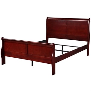 Bowery Hill Twin Sleigh Bed with Antique Brass Hardware in Cherry