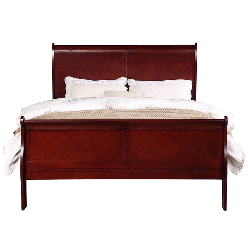 Bowery Hill Twin Sleigh Bed with Antique Brass Hardware in Cherry