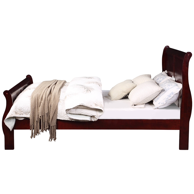Bowery Hill Twin Sleigh Bed with Antique Brass Hardware in Cherry
